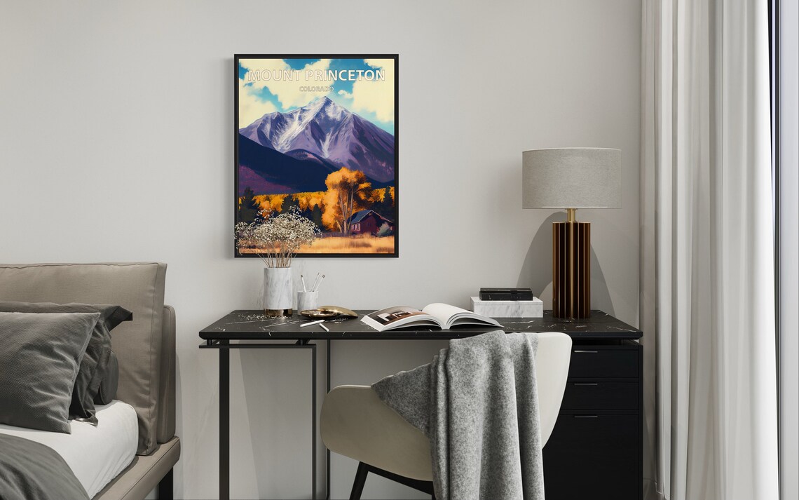 Mount Princeton Colorado Snowy Peak Autumn Aspens Art Poster - Image 2