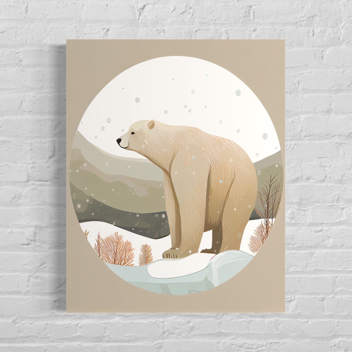 Polar Bear Standing on an Ice Floe in Arctic Snow Art Poster