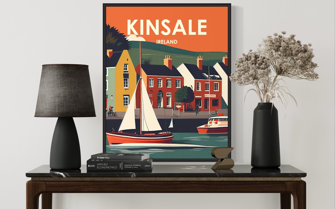 Kinsale Ireland Colourful Harbour Sailboat Retro Travel Poster - Image 2