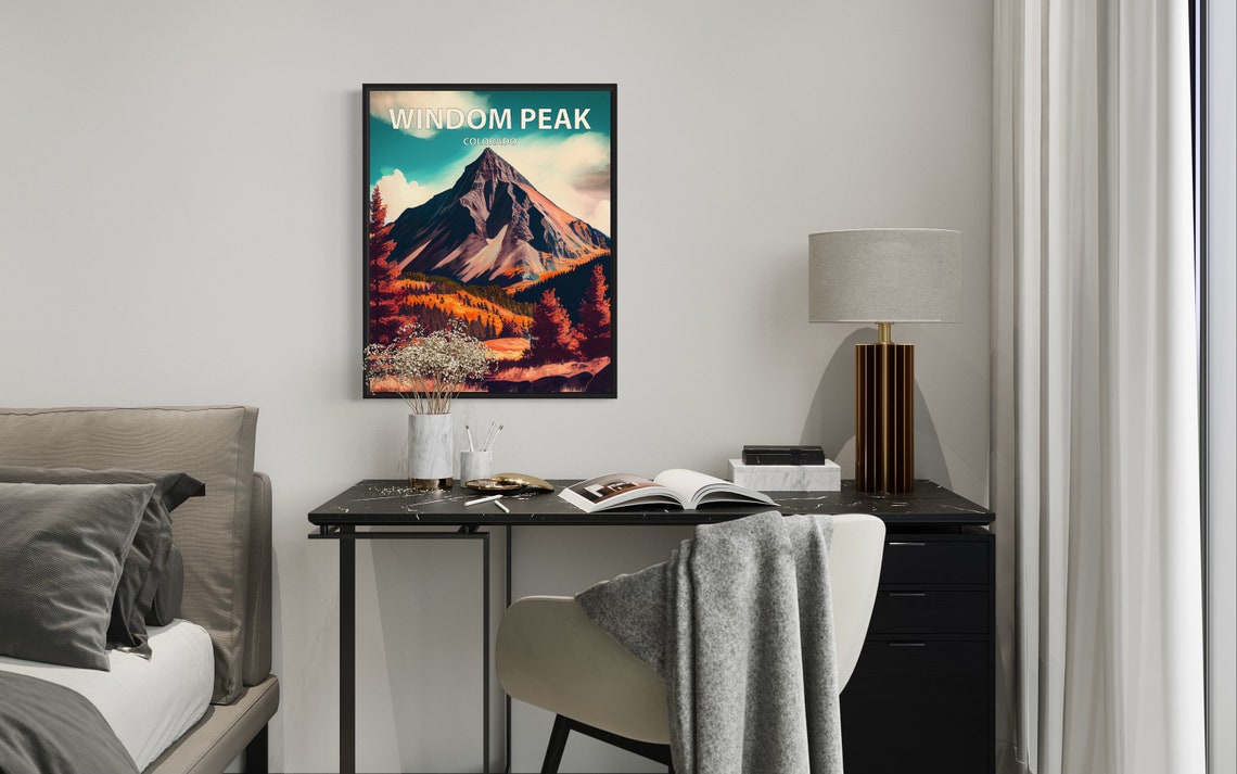 Windom Peak Colorado Sharp Pyramid Summit Fall Retro Travel Poster - Image 2