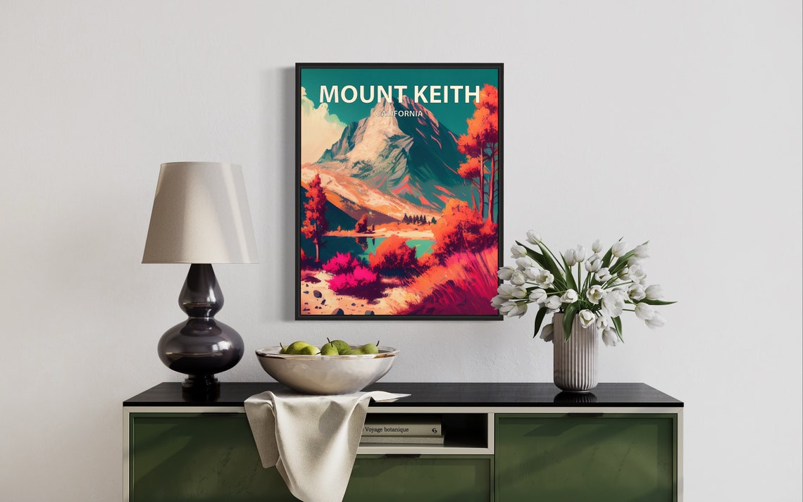 Mount Keith California Rocky Summit Magenta Blooms Alpine Art Poster - Image 3