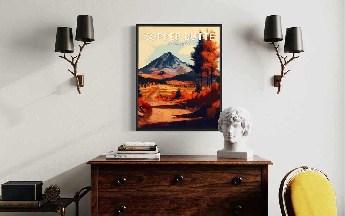 Copper Butte Washington Mountain Valley Road Autumn Art Poster - Image 3