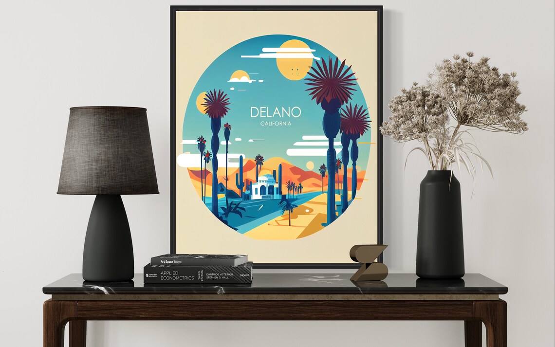 Delano California Glowing Sunset Circle Palm Desert Scene Poster - Image 3