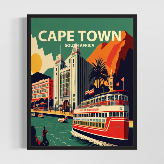 Cape Town Retro Art Print Cape Town Wall Art Illustration Cape Town Vintage Minimal Design Poster
