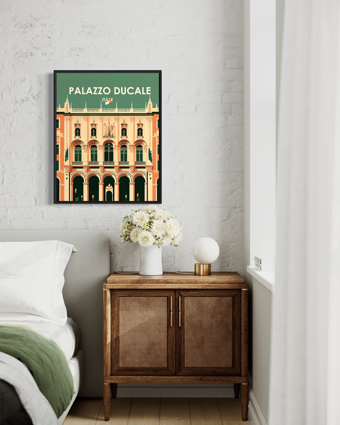 Palazzo Ducale Italy Renaissance Facade Vintage Green Travel Poster - Image 3