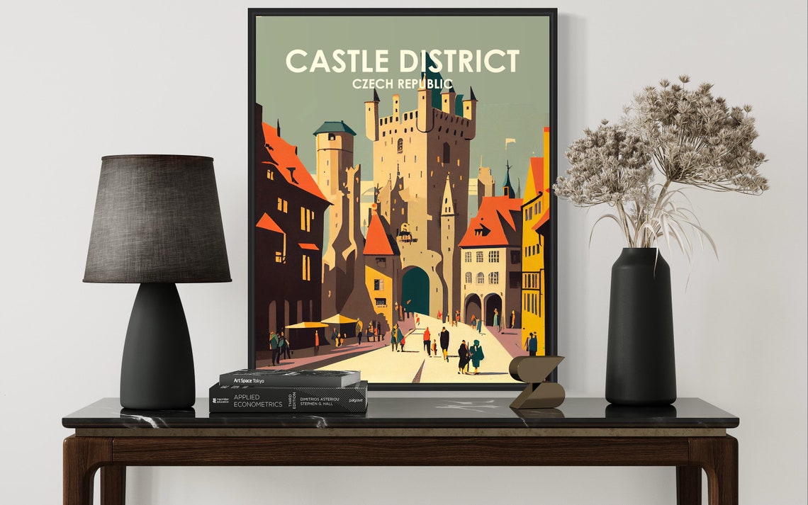 Castle District Czech Republic Medieval Tower Gate Retro Travel Poster - Image 2
