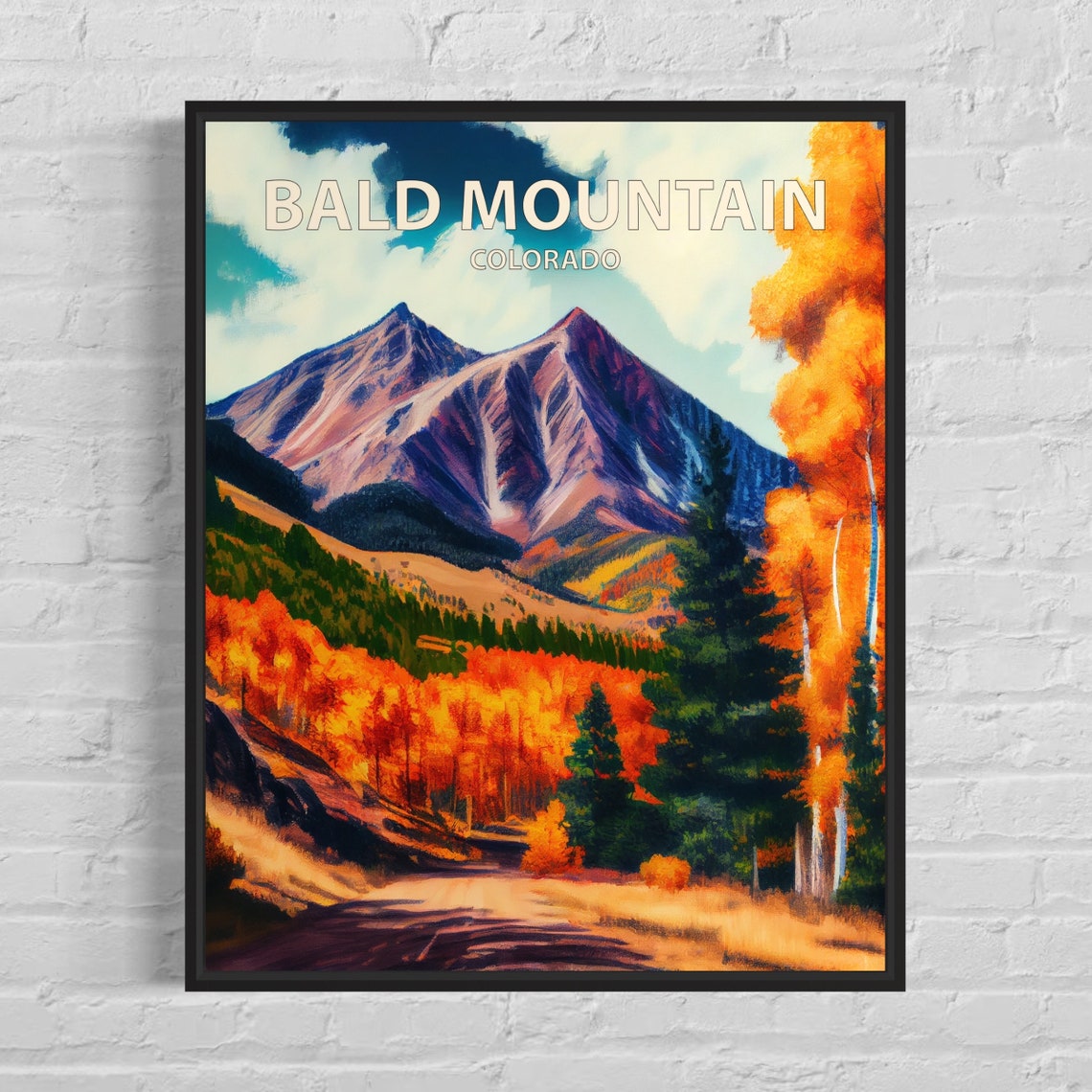 Bald Mountain Colorado Twin Peaks Fiery Autumn Forest Poster