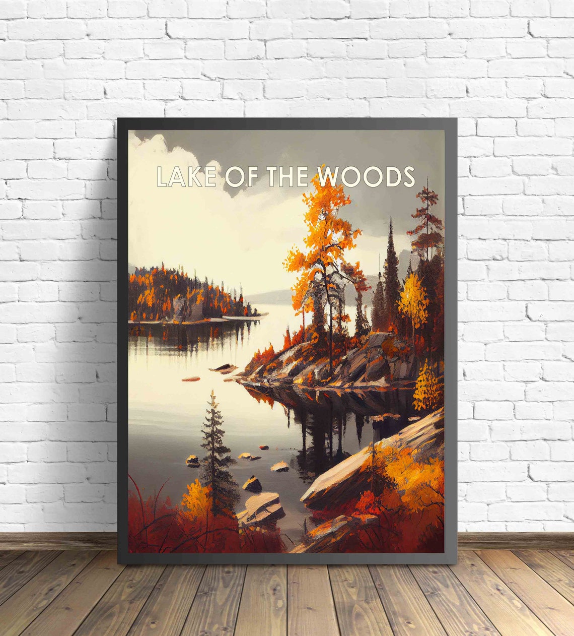 Lake Of The Woods Retro Art Print Lake Of The Woods Wall Art Illustration Lake Of The Woods Vintage 1960s Design Poster Artwork