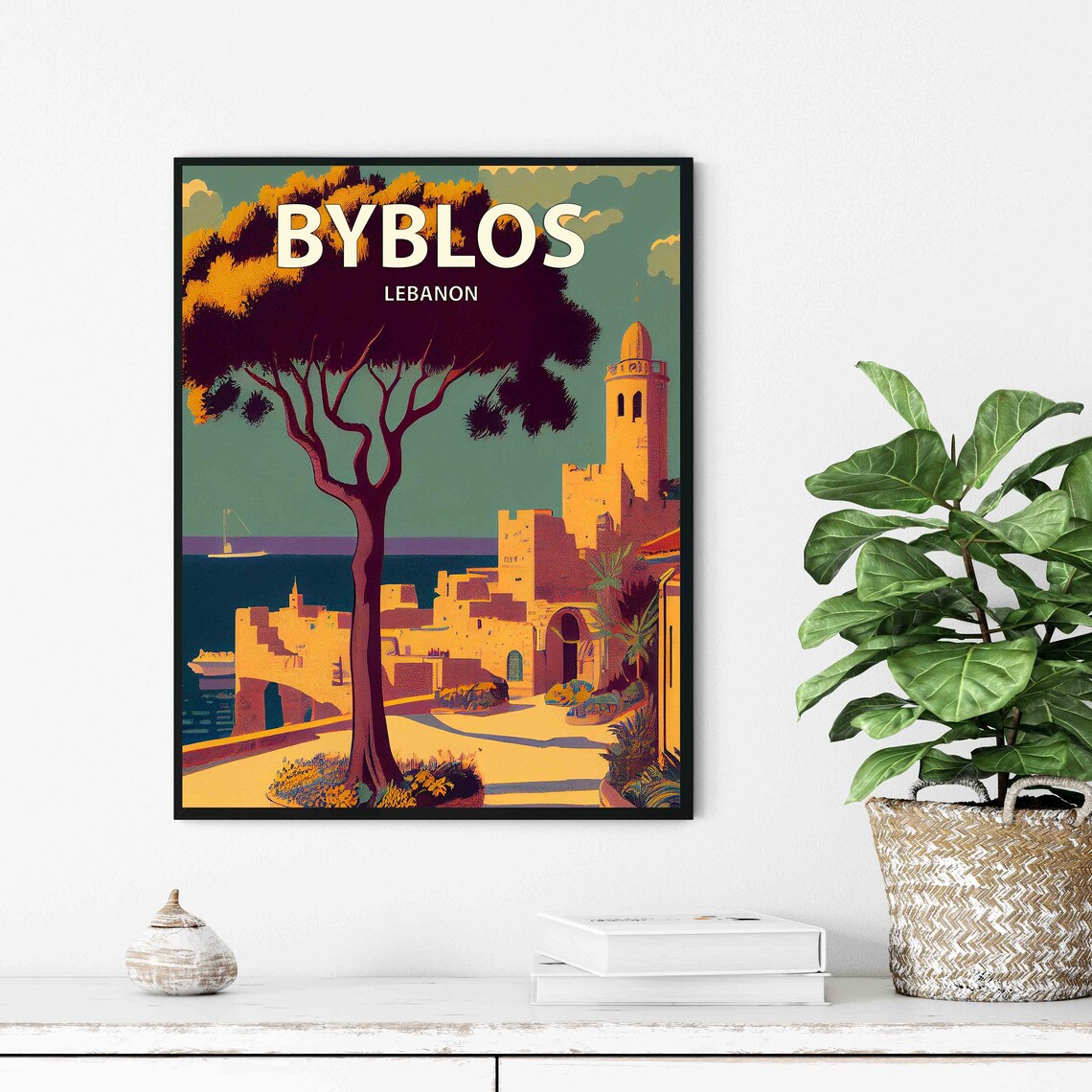 Byblos Lebanon Ancient Stone Citadel Seaside Harbor Town Poster - Image 3