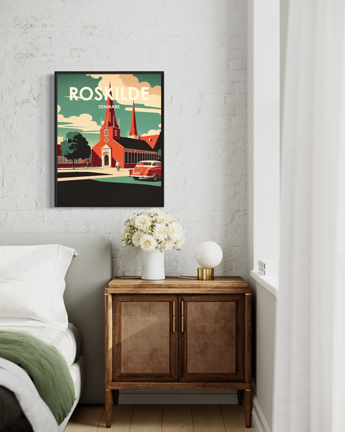 Roskilde Denmark Cathedral Twin Spires Retro Travel Town Poster - Image 3