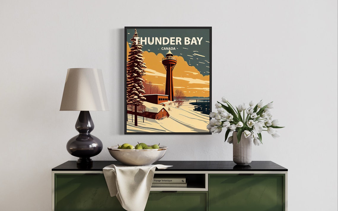 Thunder Bay Canada Winter Snowfall Scene Vintage Travel Poster - Image 3