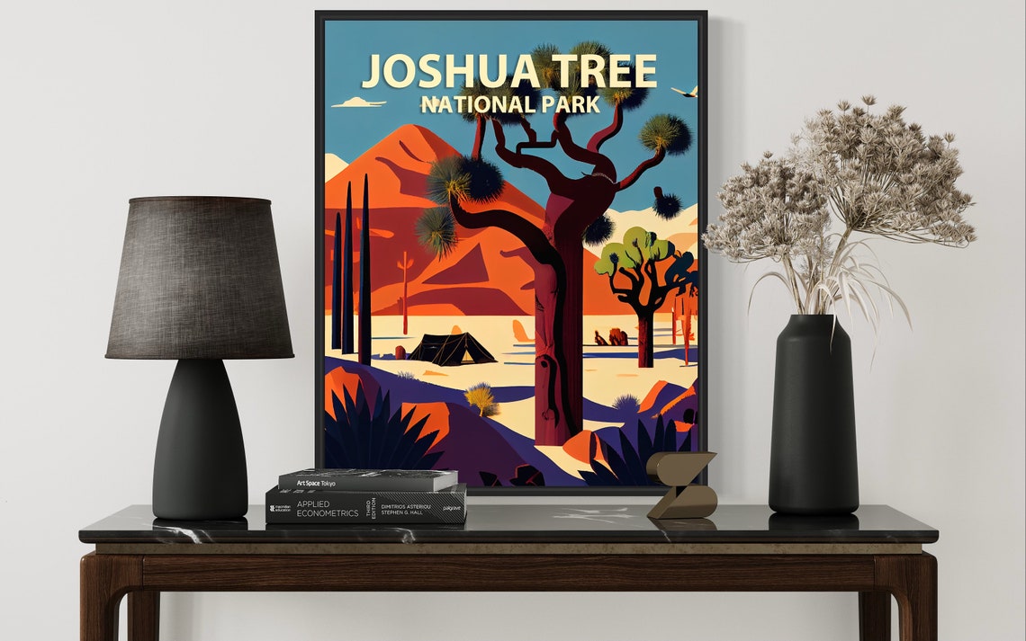 Joshua Tree National Park Retro Desert Camping Tent Travel Poster - Image 3