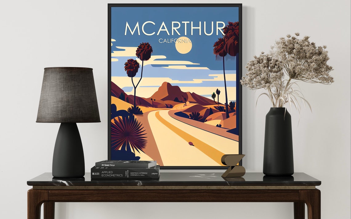 McArthur California Desert Road Night Palm Retro Vintage Poster - Image 3