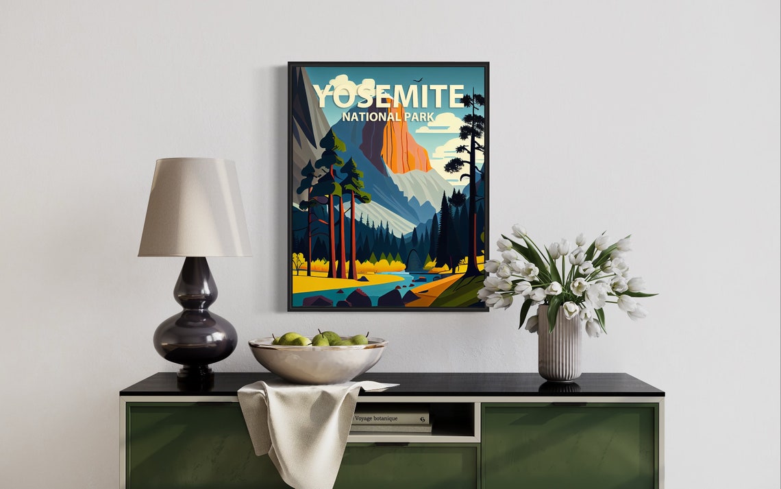 Yosemite National Park El Capitan River Pines Vintage Travel Poster - Image 2