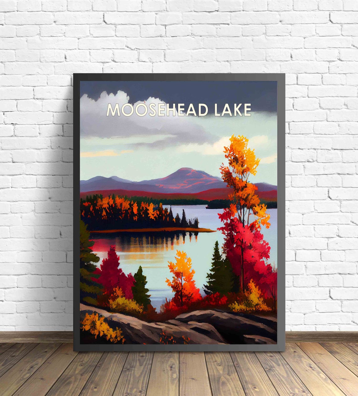 Moosehead Lake Maine Autumn Foliage Lake Reflection Scene Poster