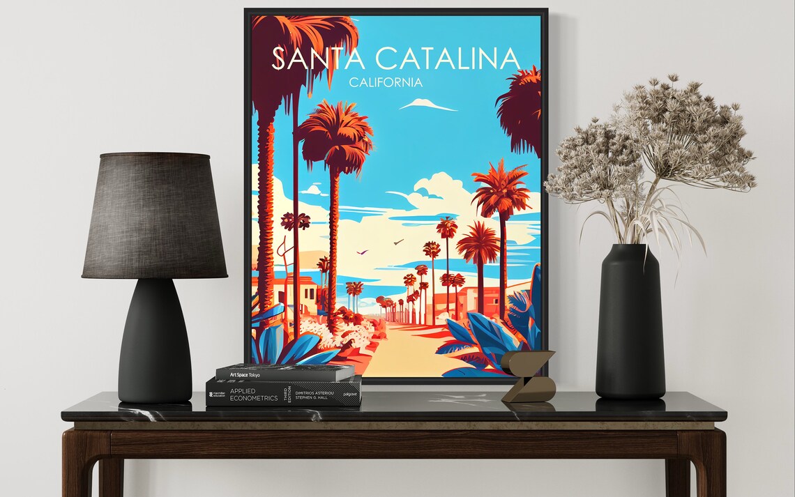Santa Catalina California Retro Art Print Santa Catalina Art Illustration Santa Catalina Vintage Minimal Design Poster - Image 3