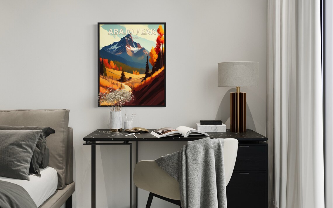 Abajo Peak Montana Golden Autumn Road Vintage Travel Poster Art - Image 2