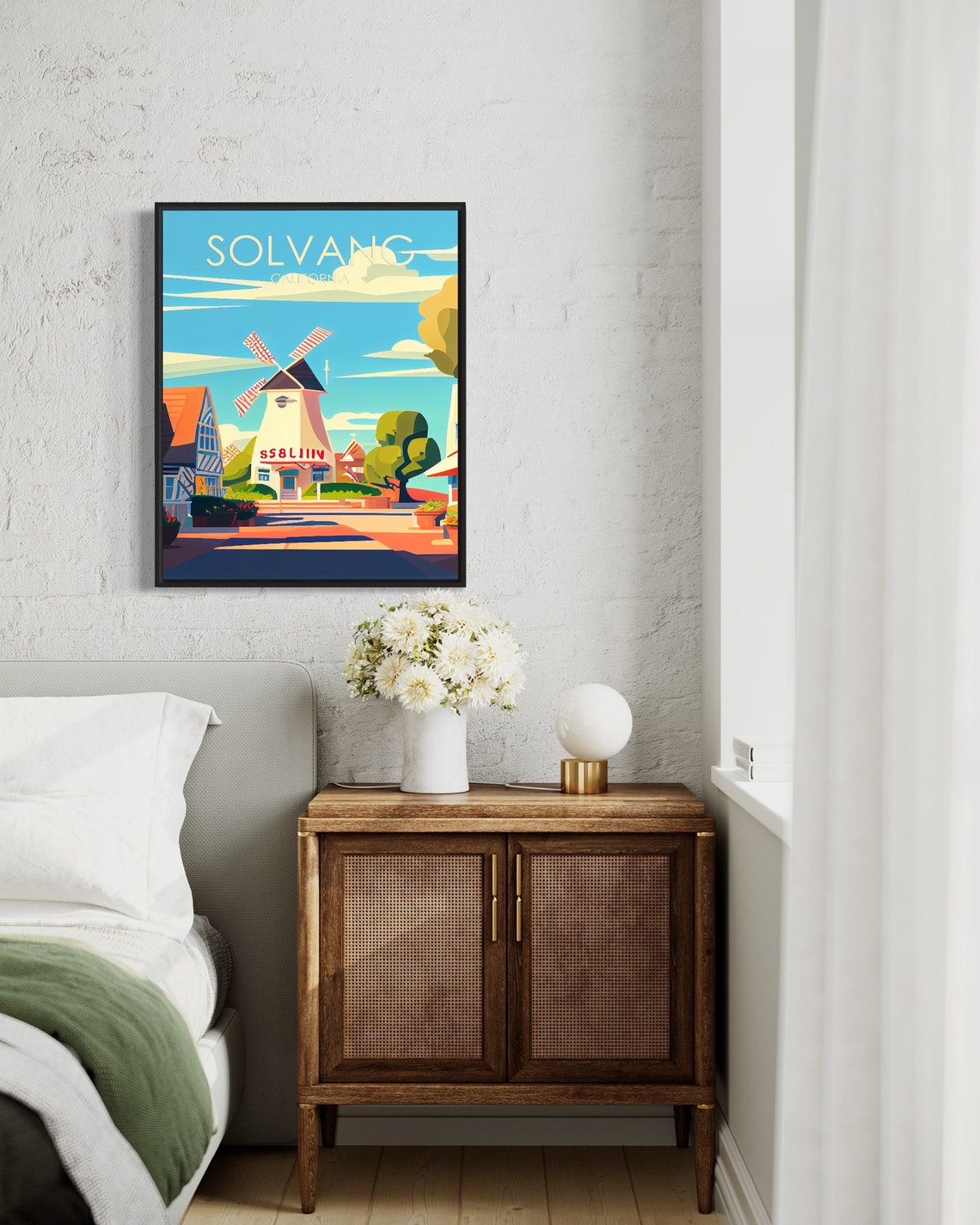 Solvang California Poster with Danish Windmill Village Street - Image 3