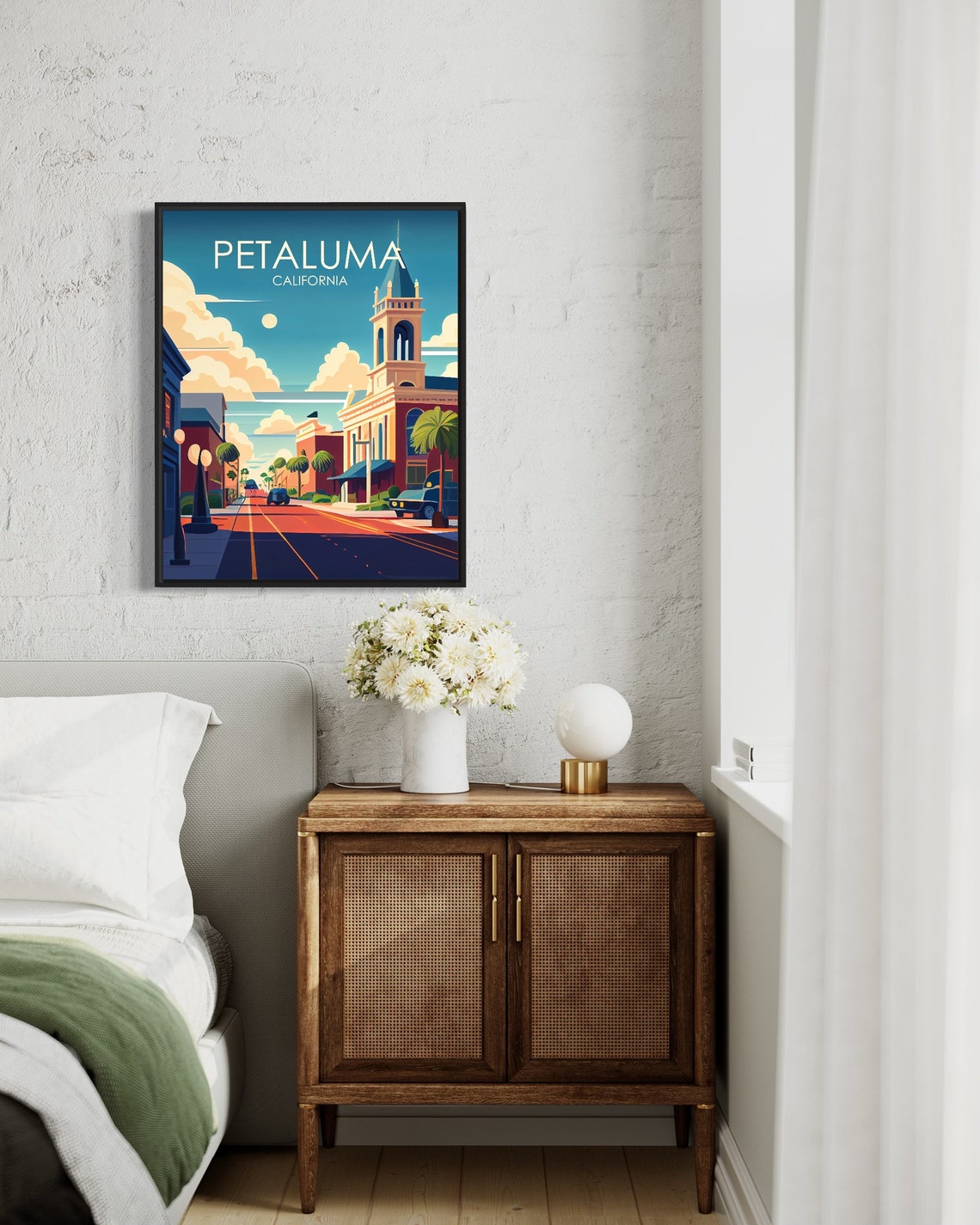 Petaluma California Historic Downtown Retro Street Poster Art - Image 2