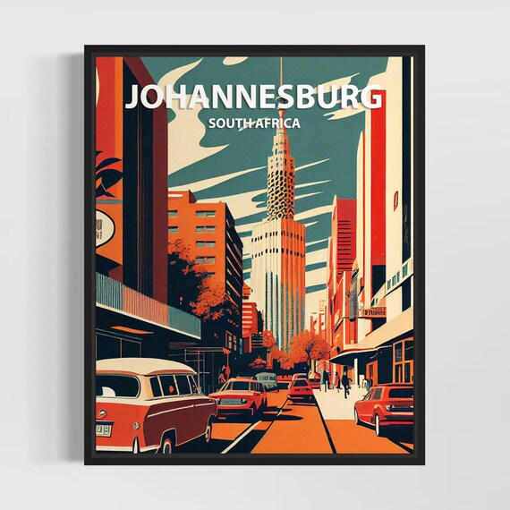 Johannesburg Retro Art Print Johannesburg Wall Art Illustration Johannesburg Vintage Minimal Design Poster
