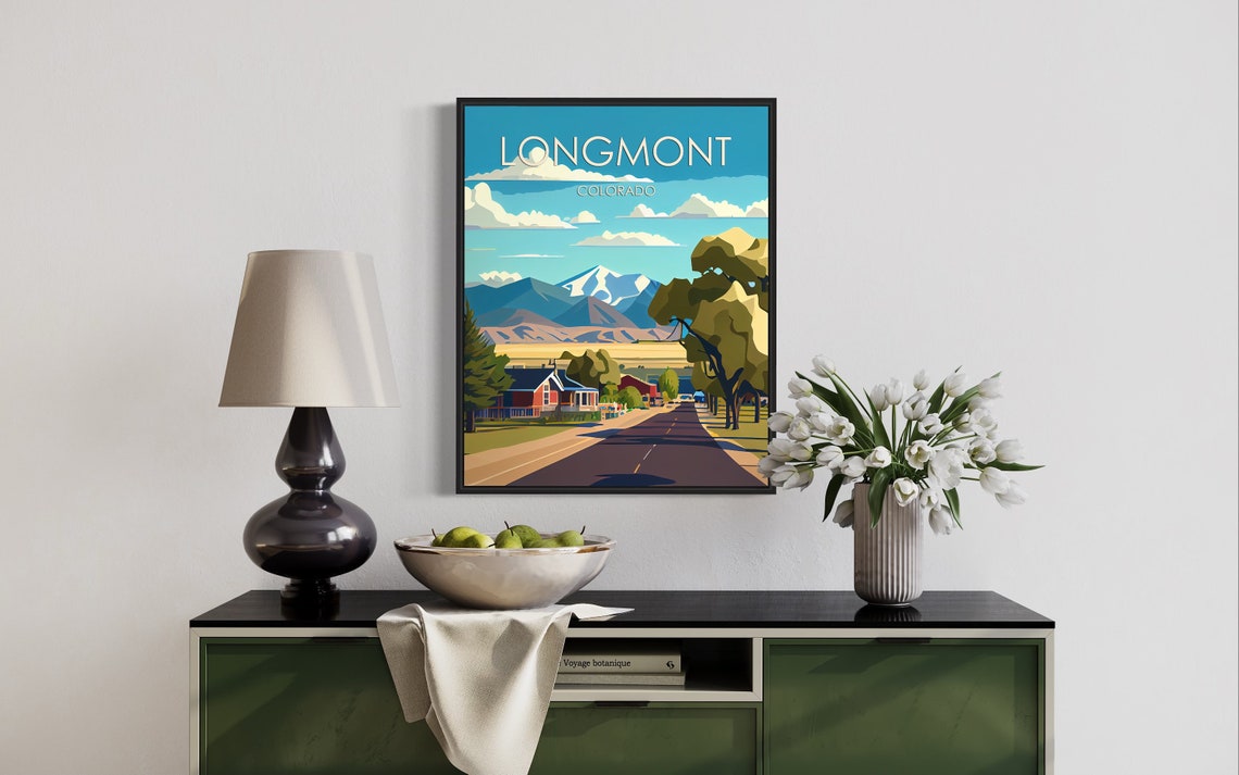 Longmont Colorado Mountain View Main Street Travel Poster Art - Image 3