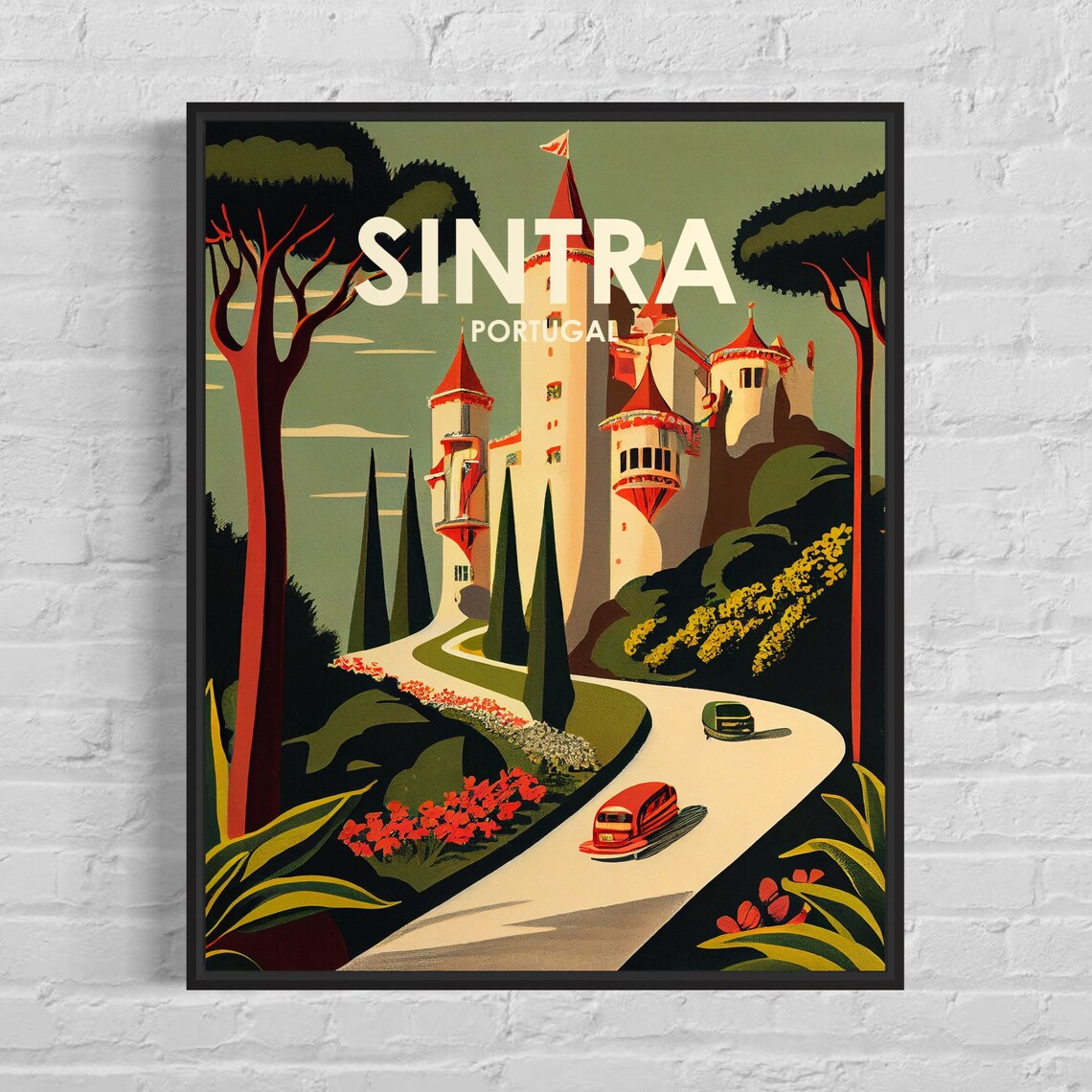 Sintra Portugal Retro Art Print Sintra Portugal Wall Art Illustration Sintra Portugal Vintage Minimal Design Poster