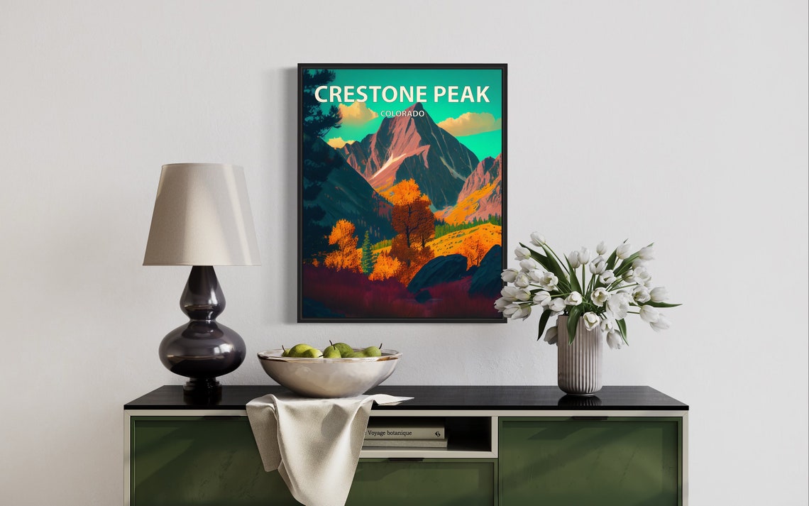 Rugged Crestone Peak Colorado Alpine Mountain Autumn Colors Poster - Image 3