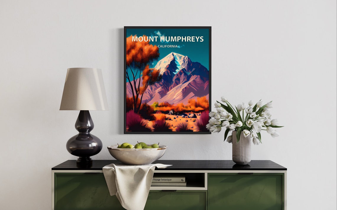 Mount Humphreys California Desert Foothills Autumn Retro Travel Poster - Image 3