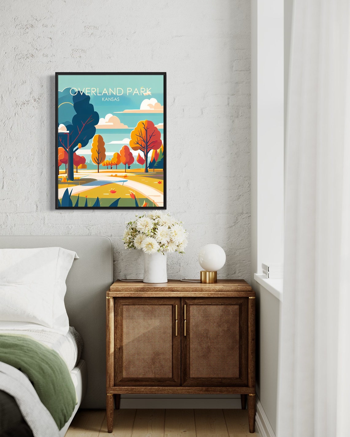 Overland Park Kansas Autumn Foliage Park Path Retro Travel Poster - Image 3