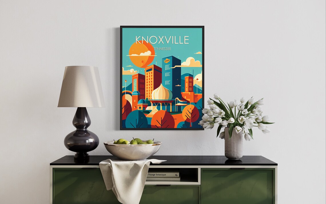 Knoxville Tennessee City Skyline Golden Sunset Retro Travel Poster - Image 2