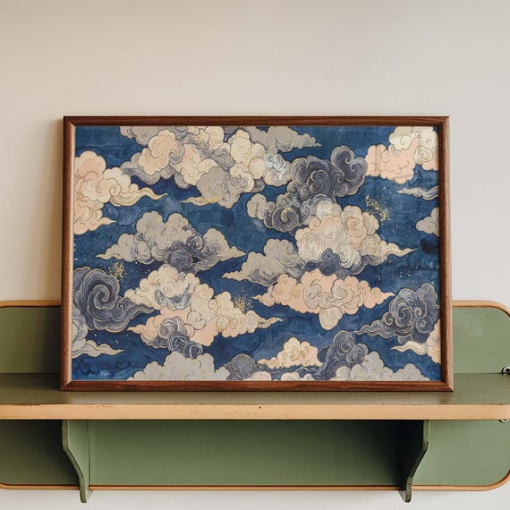 Japanese Cloud Poster Print, Japandi Decor