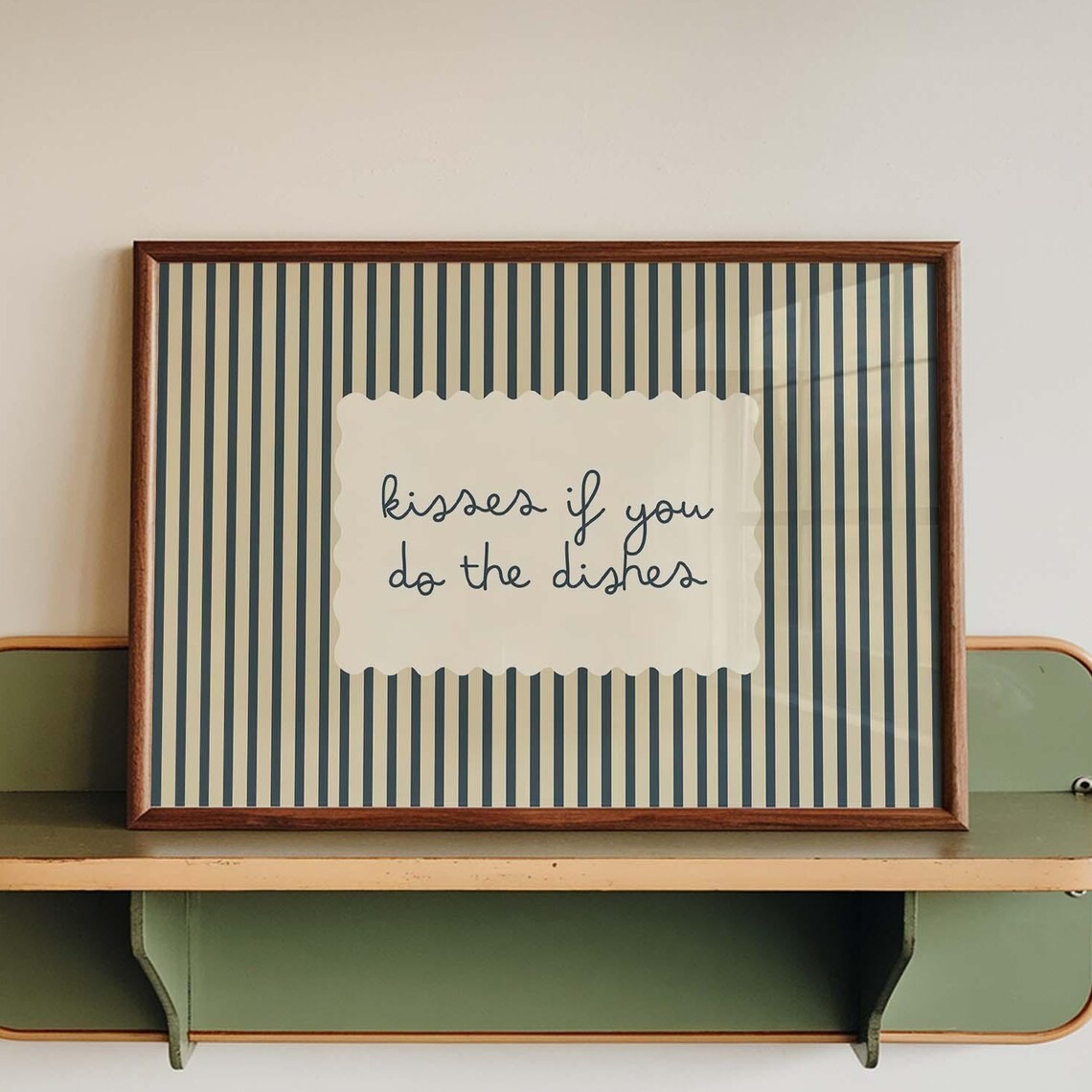 Kisses If You Do Dishes, Minimalist Kitchen Art Print