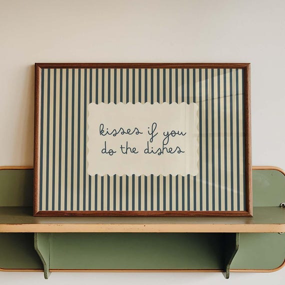 Kisses If You Do Dishes, Minimalist Kitchen Art Print