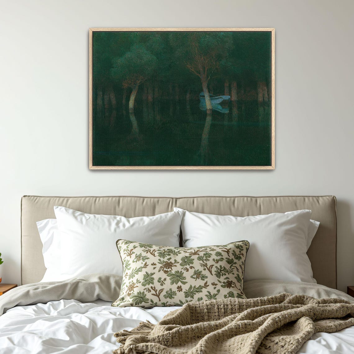 Moonlit Boat on Dark Water Among Trees Night Scene Art Nouveau Poster - Image 5