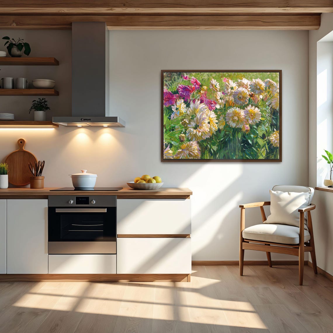 Colorful Dahlias in Bloom Impressionist Flower Garden Art Poster - Image 6