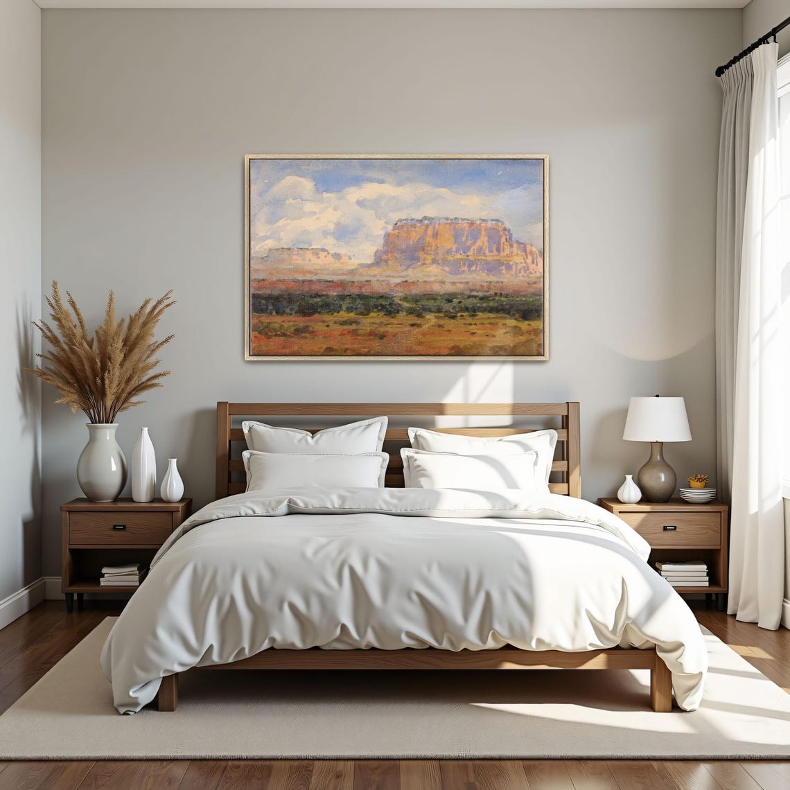 Large Framed Print Of Mesa Landscape With Clouds Landscape Fine Art Print Blue And White Bedroom Decor Contemporary Artwork - Image 5