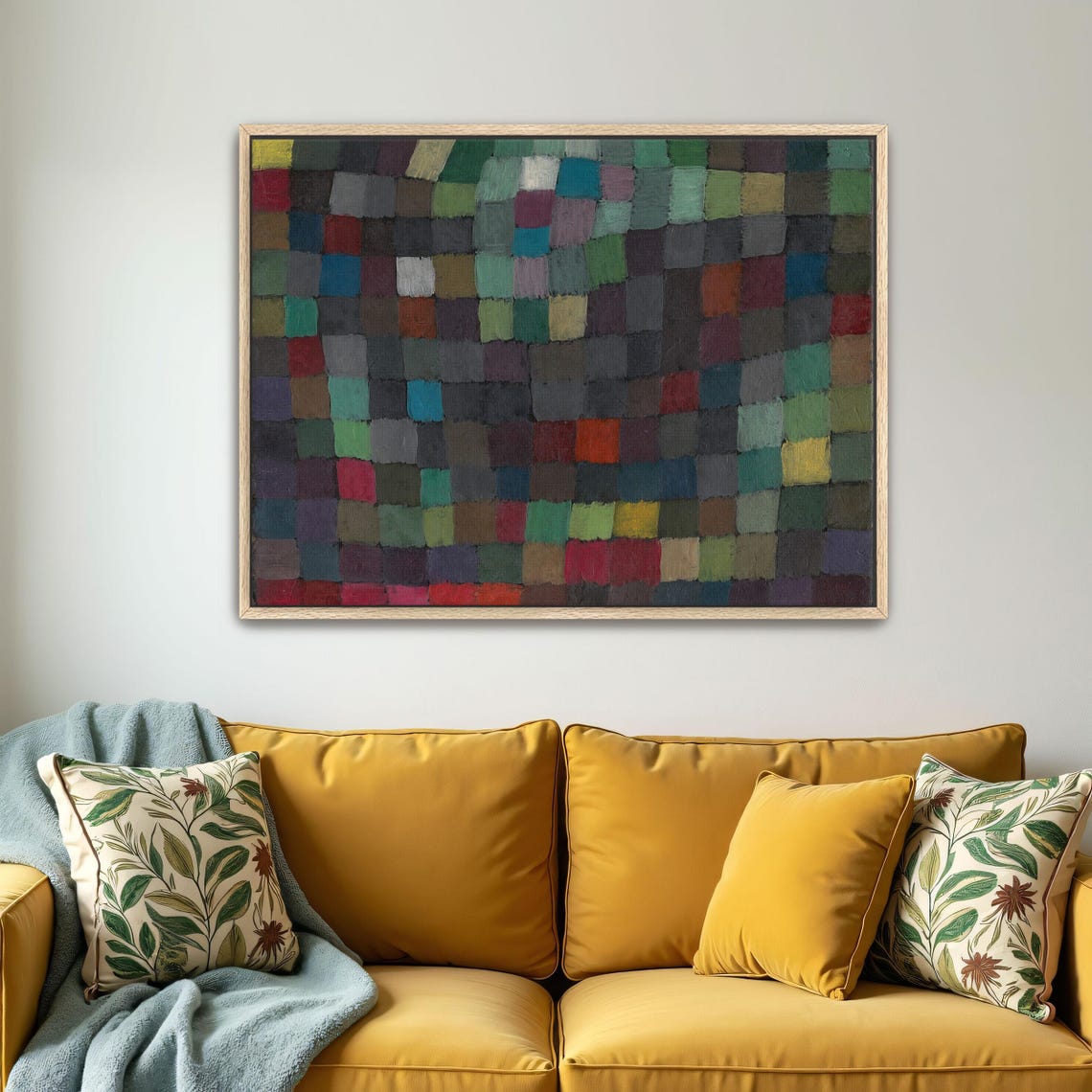 Paul Klee Framed Wall Art Abstract Geometric Painting With Colorful Squares Geometric Fine Art Print Green And Brown Bedroom Art - Image 4