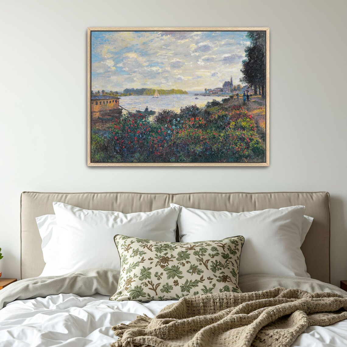 Claude Monet Riverbank Garden With Flowers And Sailboats Print - Image 4
