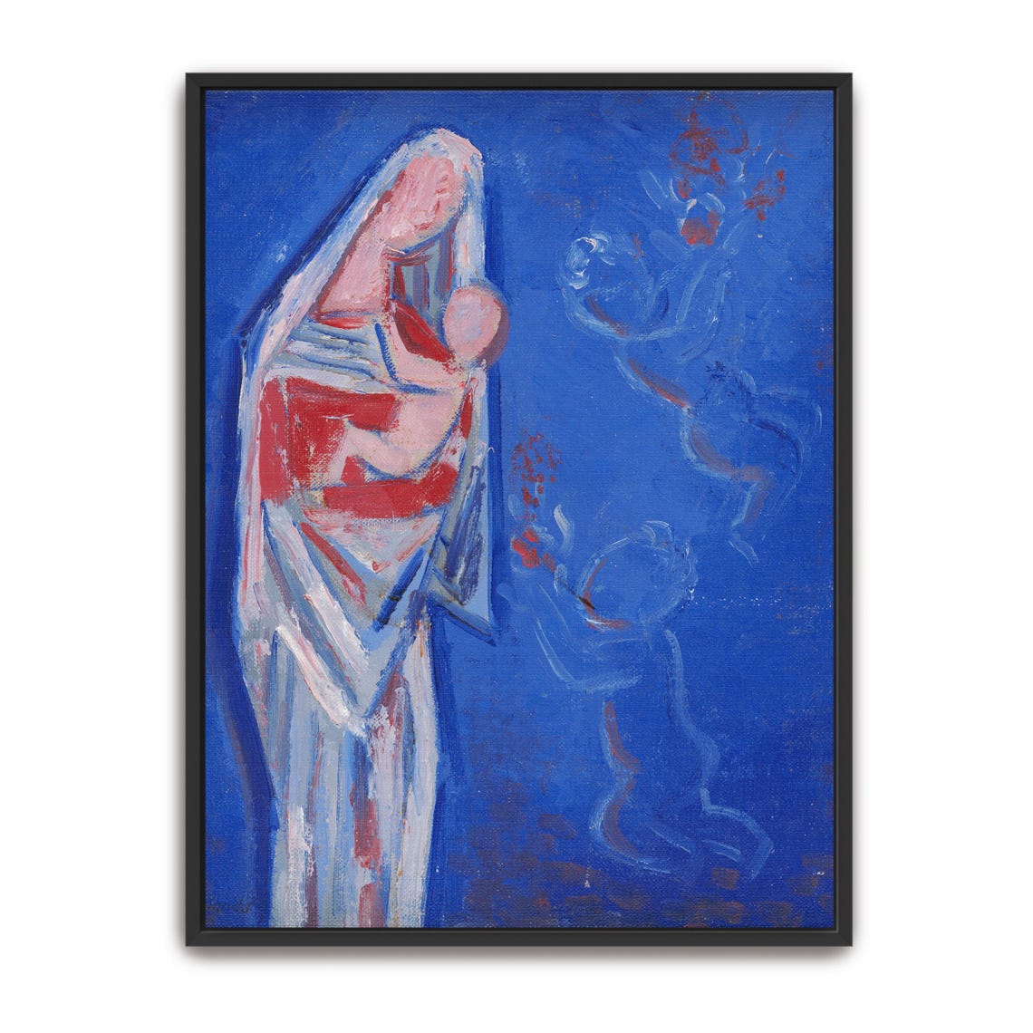 Mikuláš Galanda Madonna and Child with Angels Deep Blue Poster