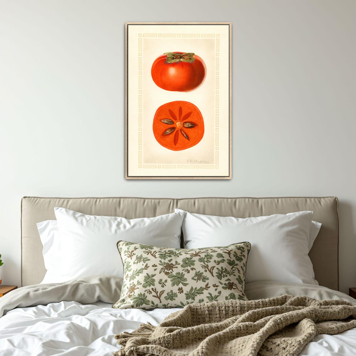 Two Persimmons Botanical Vintage Fruit Still Life Illustration Poster - Image 4