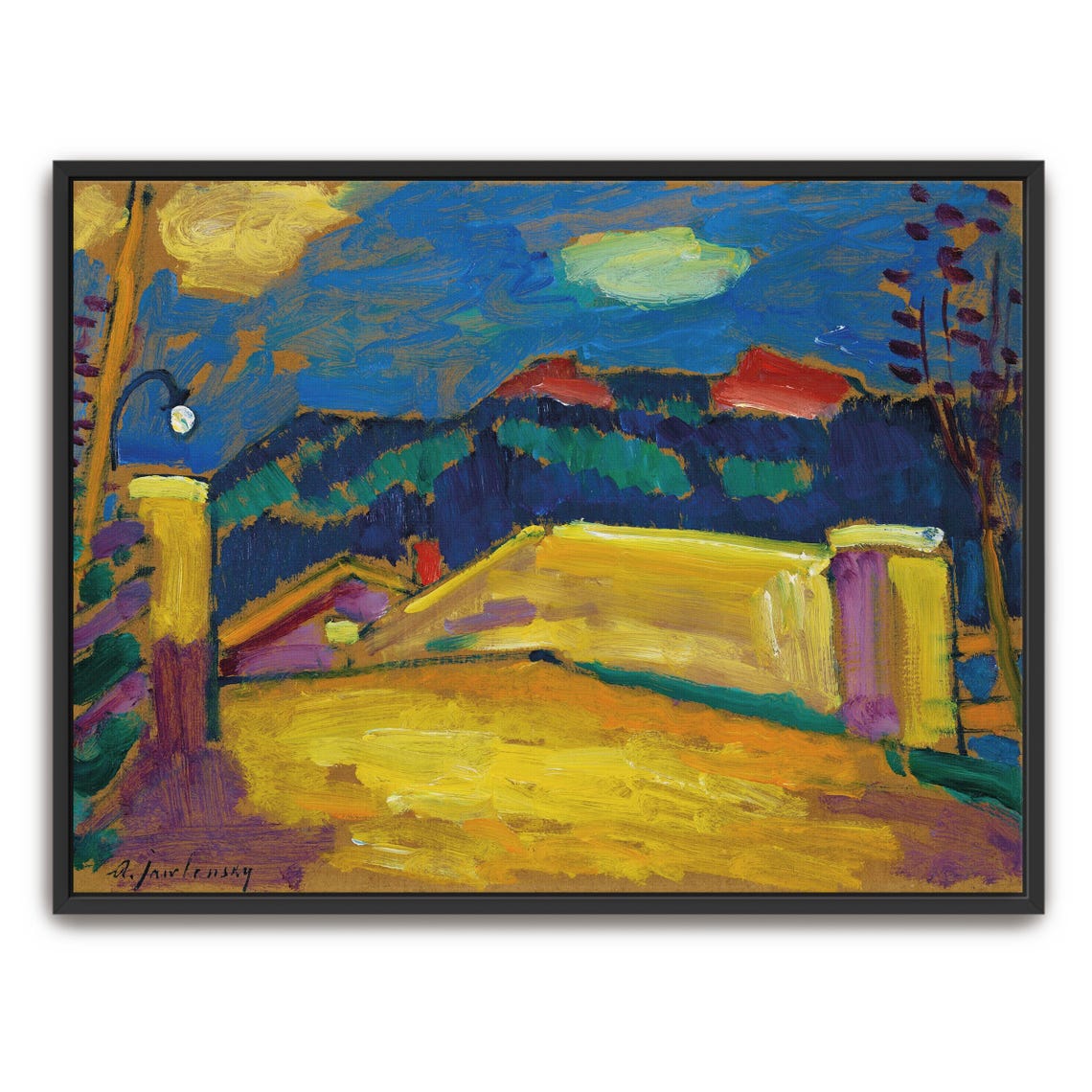 Night Street Scene With Moonlight Expressionist Painting Poster