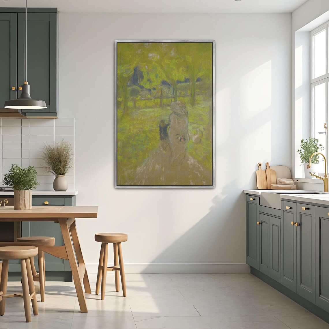 Woman And Child In Sunlit Garden Impressionist Painting Art Poster - Image 2