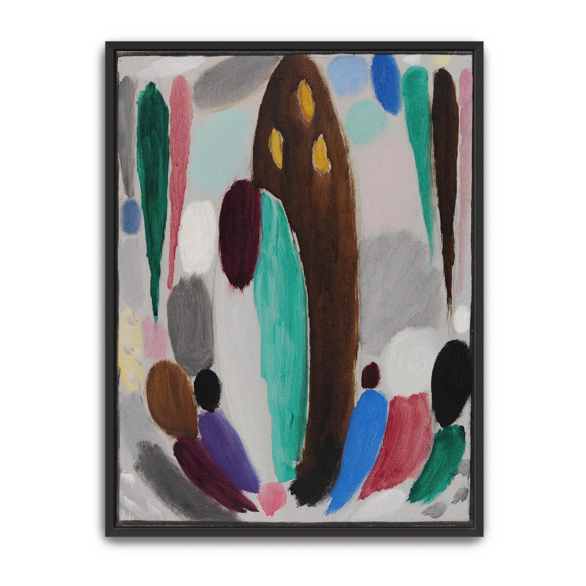 Framed Print Of Abstract Shapes And Colors Geometric Fine Art Print Green And Brown Entryway Art Minimalist Oil Painting