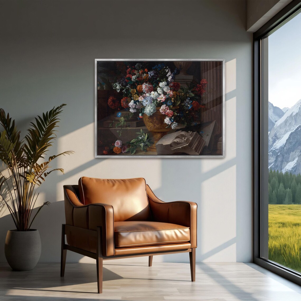 Classical Baroque Still Life Of Flowers In A Golden Urn Poster - Image 2