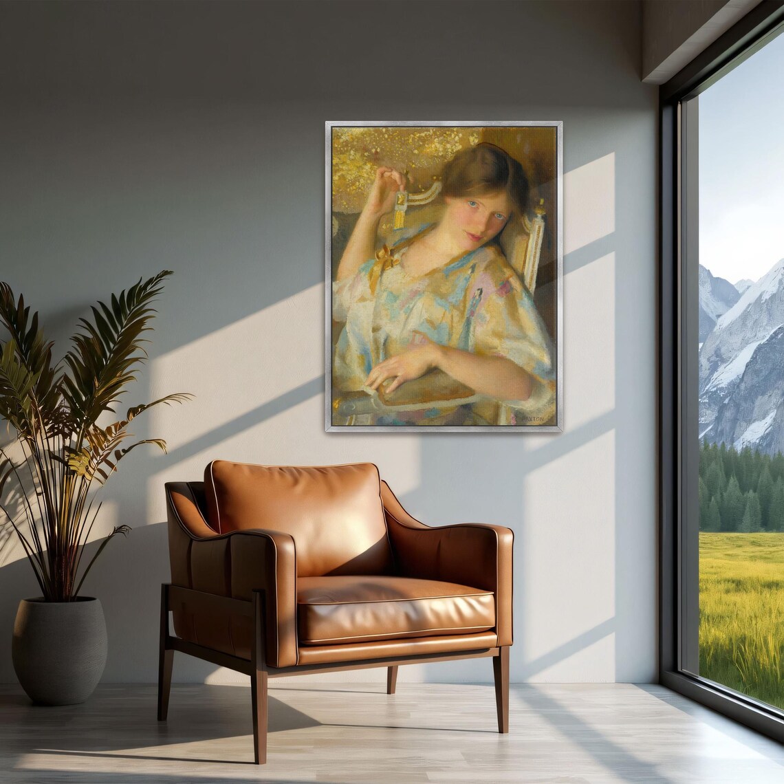 Young Woman Reclining In A Chair Holding A Golden Tassel Poster - Image 2