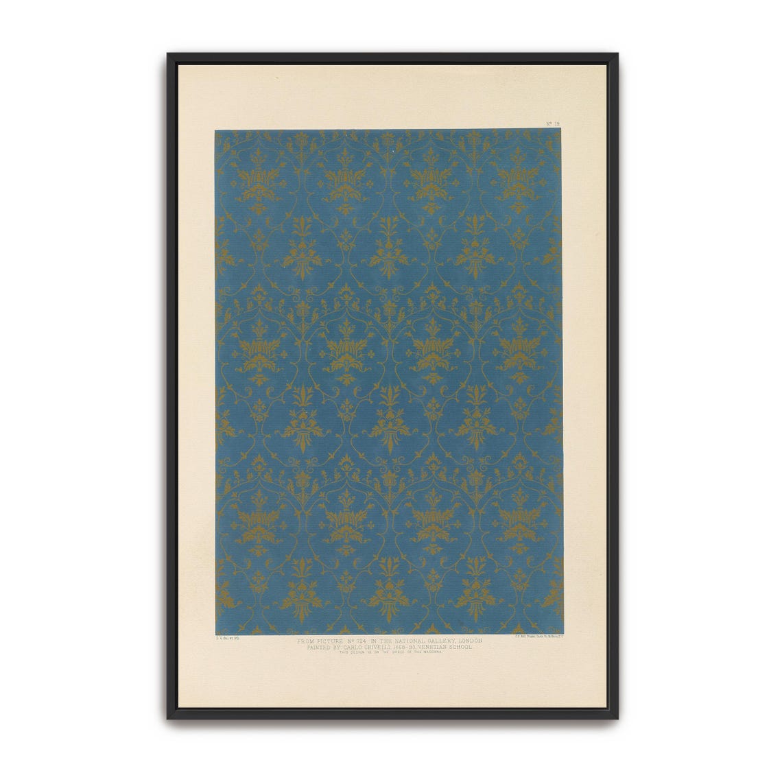 Blue and Gold Ornamental Pattern Vintage Brocade Style Poster