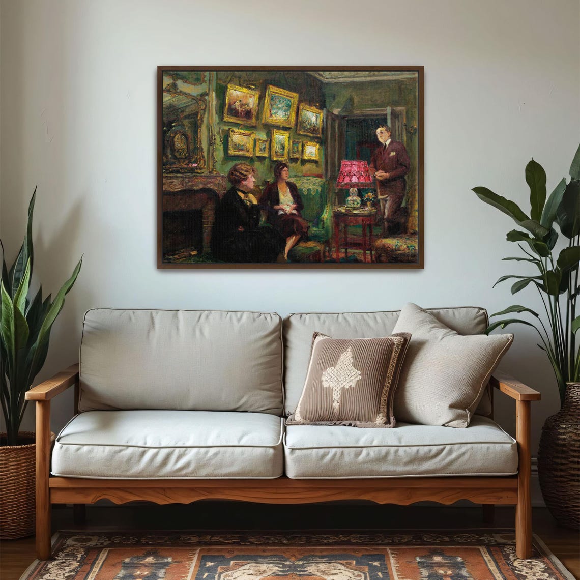 Elegant Art Salon Interior With Three Figures And Gilt Frames Poster - Image 5