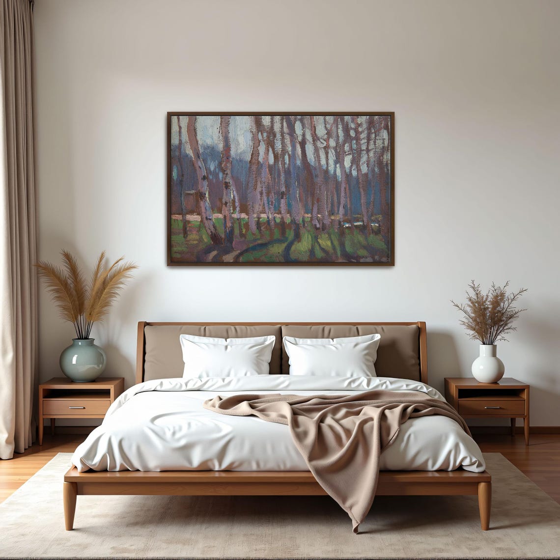 Autumn Birch Grove Tall Trunks Impressionist Oil Painting Poster - Image 6