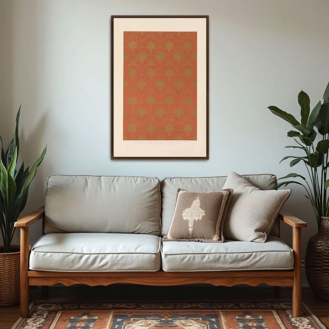 Red and Gold Ornamental Floral Pattern Vintage Damask Poster - Image 5