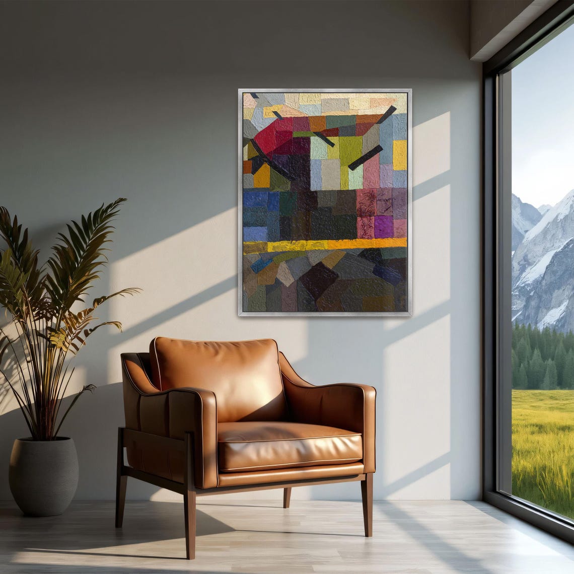 Abstract Geometric Blocks in Bold Colors Cubist Modern Poster - Image 2